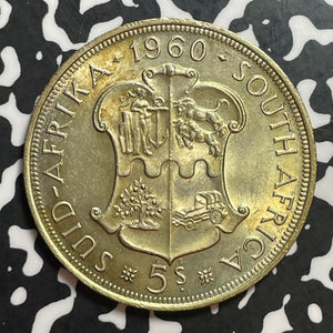 1960 South Africa 5 Shilling Lot#T1193 Large Silver Coin! High Grade! Beautiful!