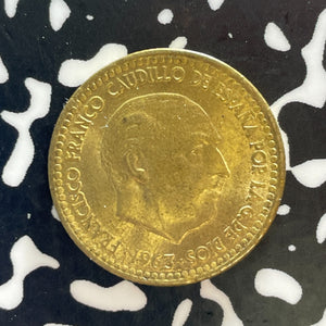1963 (63) Spain 1 Peseta Lot#T3000 High Grade! Beautiful!