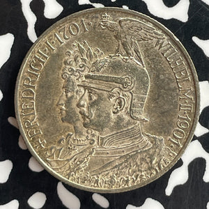 1901-A Germany Prussia 2 Mark Lot#T7758 Silver! High Grade! Beautiful! KM#525