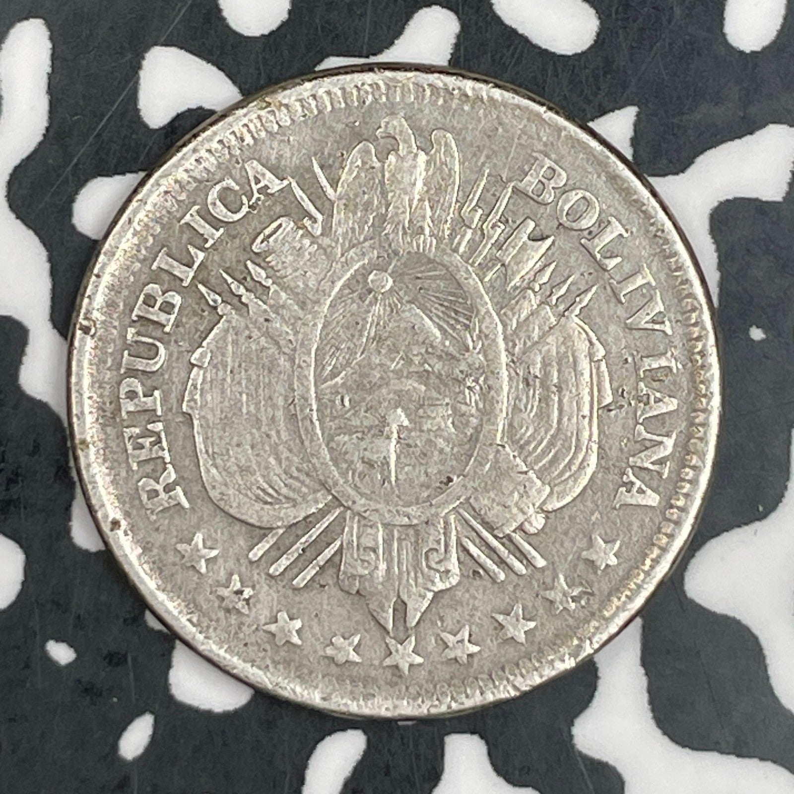 1889 Bolivia 20 Centavos Lot#F7720 Silver!