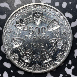 1972 Western African States Monetary Union 500 Francs Lot#MK225 Silver!