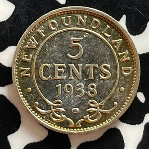 1938 Newfoundland 5 Cents Lot#T4798 Silver! Nice!