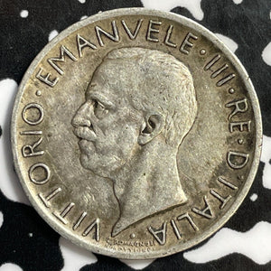 1927-R Italy 5 Lire Lot#E4388 Silver!