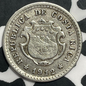 1912 Costa Rica 5 Centimos Lot#E8474 Silver!