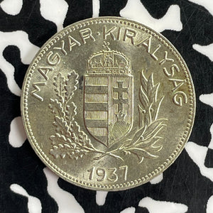 1937 Hungary 1 Pengo Lot#C1056 Silver! High Grade! Beautiful!