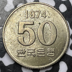 1974 Korea 50 Won Lot#D7422 High Grade! Beautiful!