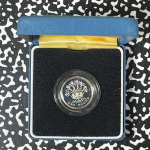 1986 Great Britain £1 Pound Piedfort Lot#B2553 Silver! Proof! W/ Box & C.O.A.