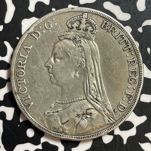 1889 Great Britain 1 Crown Lot#T1339 Large Silver Coin! Scratches & Cleaned