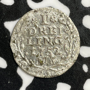 1752-JJJ Germany Lubeck 1 Dreiling Lot#E2462 Silver! Nice!