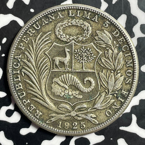 1925 Peru 1 Sol Lot#T1493 Large Silver Coin!