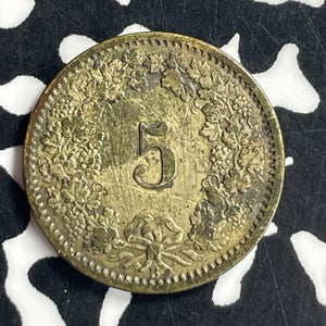 1873-B Switzerland 5 Rappen Lot#T7026 Reverse Scratch