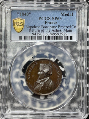 "1840" France Return Of Napoleon's Ashes Medal PCGS SP63 Lot#G8252 Choice UNC!