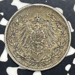 1909-F Germany 1/2 Mark Half Mark Lot#C0405 Silver!