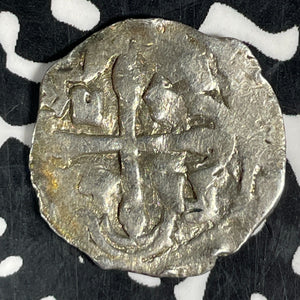 (1650-1662)-Mo P Mexico Felipe IV 1/2 Real Cob Lot#JM9247 Silver!
