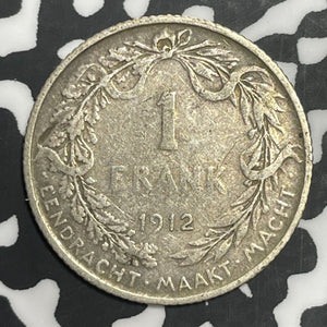 1912 Belgium 1 Franc Lot#E6363 Silver!