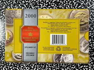 2000 Canada 7x Coin Specimen Set Lot#B2207 With Case & C.O.A.