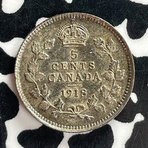1918 Canada 5 Cents Lot#T7331 Silver! Nice!