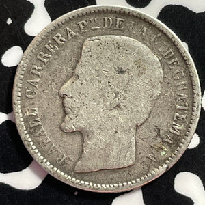 1864 Guatemala 1 Real Lot#E9238 Silver!