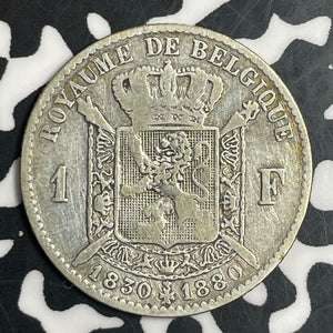 1880 Belgium 1 Franc Lot#T0446 Silver!