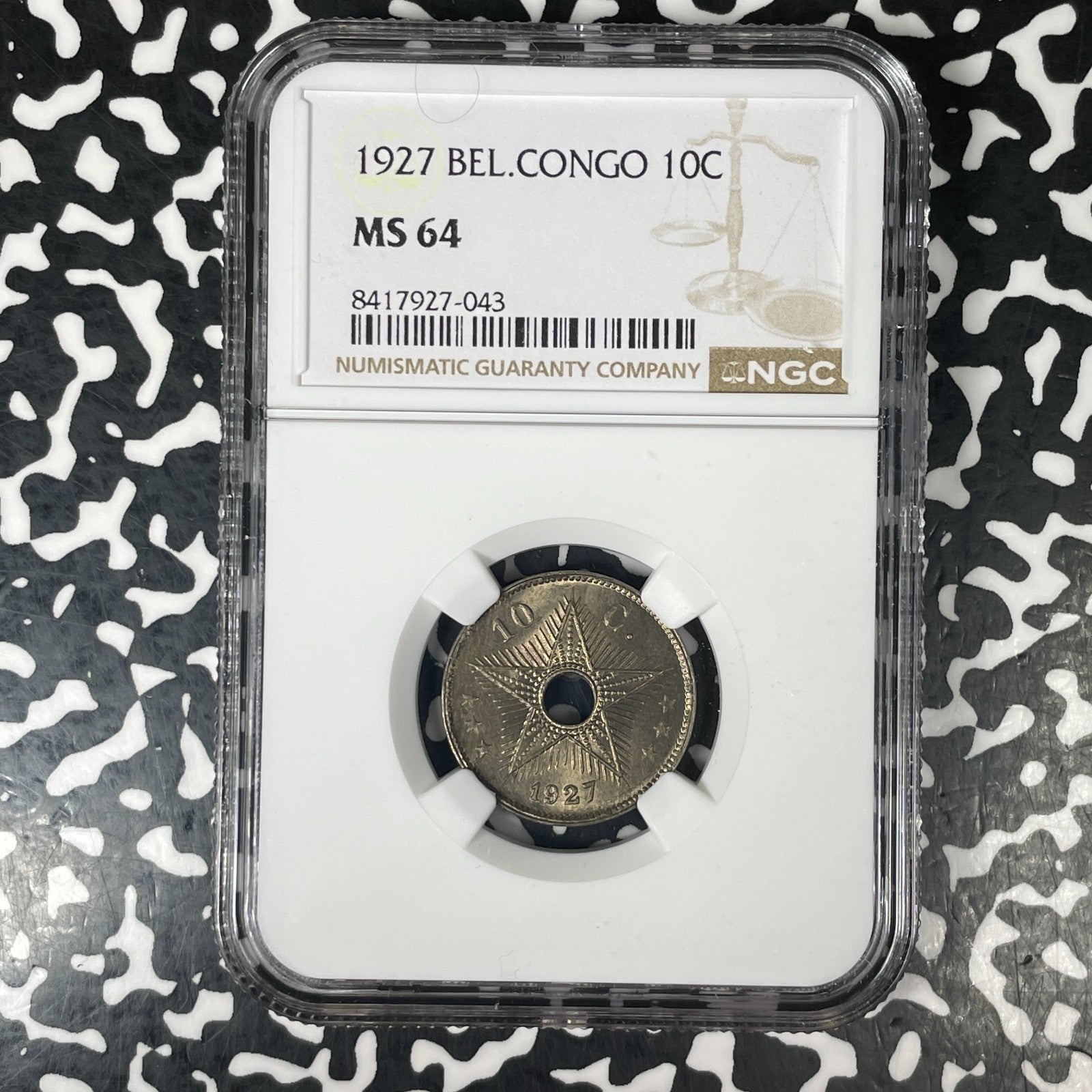 1927 Belgian Congo 10 Centimes NGC MS64 Lot#G1555 Choice UNC!