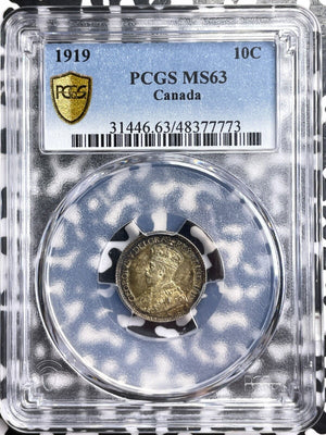 1919 Canada 10 Cents PCGS MS63 Lot#G7313 Silver! Choice UNC!