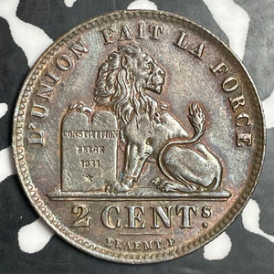 1909/5 Belgium 2 Centimes Lot#E9782 High Grade! Beautiful! KM#35.1