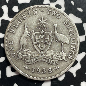 1933 Australia 1 Florin Lot#T1547 Silver! Better Date