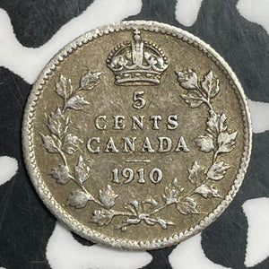 1910 Canada 5 Cents Lot#T2612 Silver! Nice!
