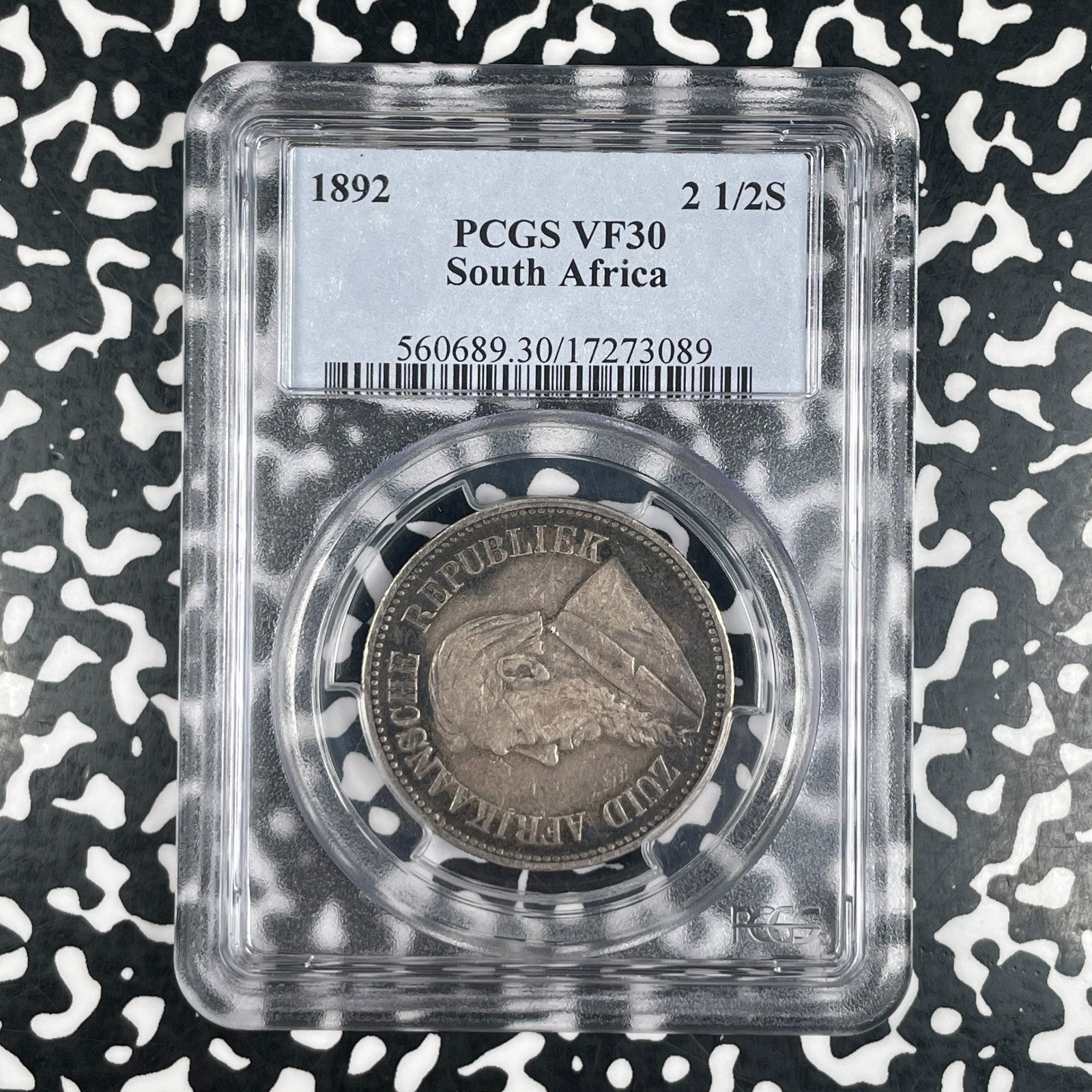 1892 South Africa 2 1/2 Shillings PCGS VF30 Lot#G4046 Silver!