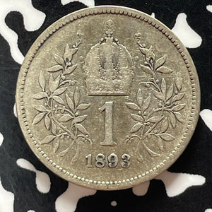 1893 Austria 1 Corona Lot#T5007 Silver!