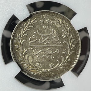 AH 1327 Year 3 (1911-H) Egypt 2 Qirsh NGC MS63 Lot#G231 Silver! Choice UNC!