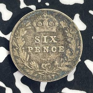 1897 Great Britain 6 Pence Sixpence Lot#T8751 Silver!