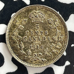 1914 Canada 5 Cents Lot#T7703 Silver! High Grade! Beautiful!