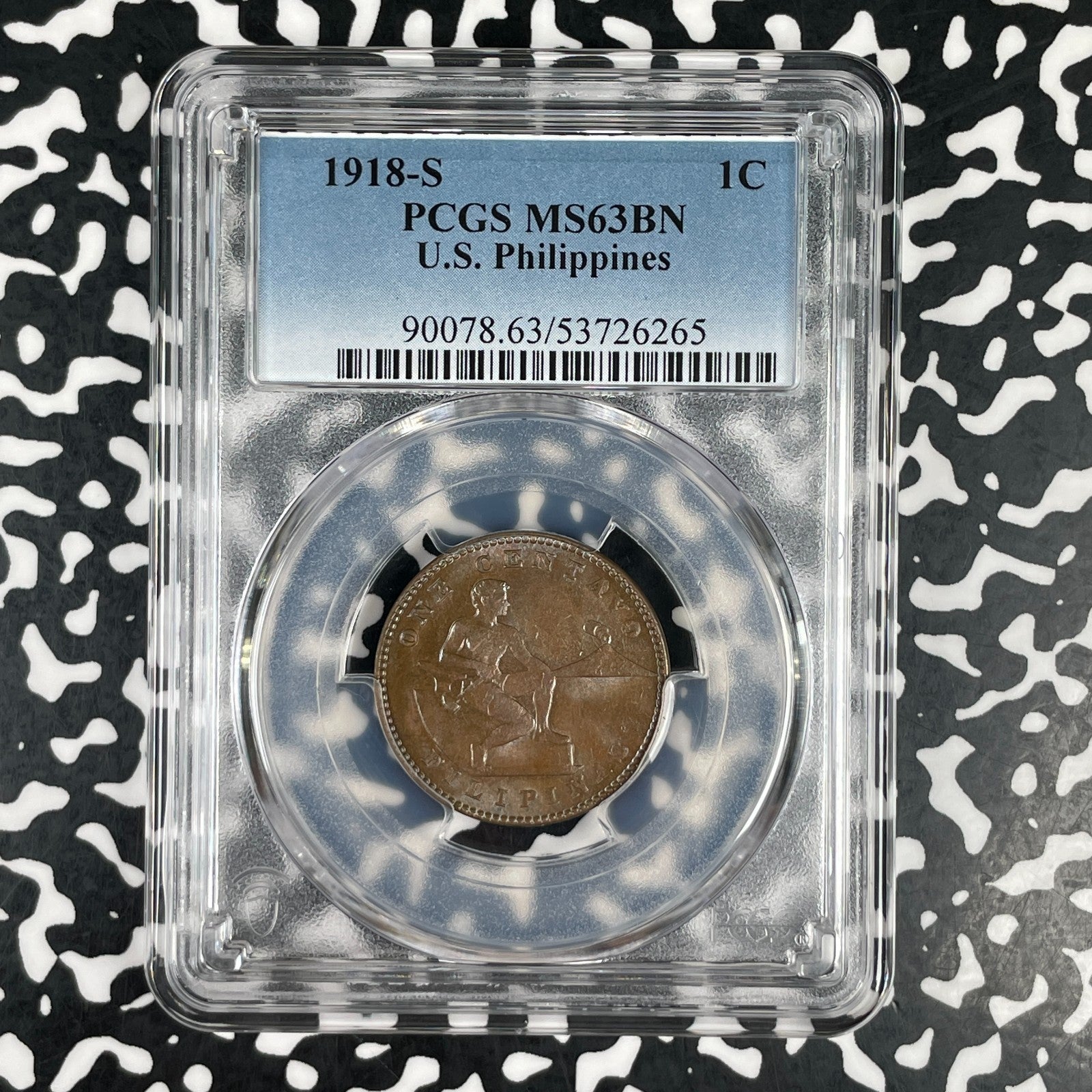 1918-S U.S. Philippines 1 Centavo PCGS MS63BN Lot#G3809 Choice UNC!