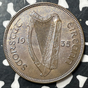 1935 Ireland 1/2 Half Penny Lot#JM8182 High Grade! Beautiful!