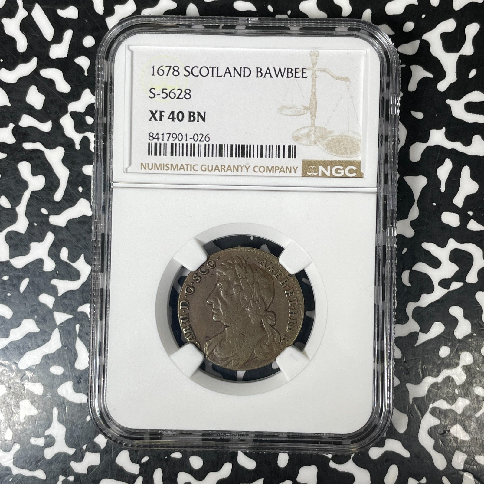 1678 Scotland Charles II 1 Bawbee (6 Pence) NGC XF40BN Lot#G1481 S-5628