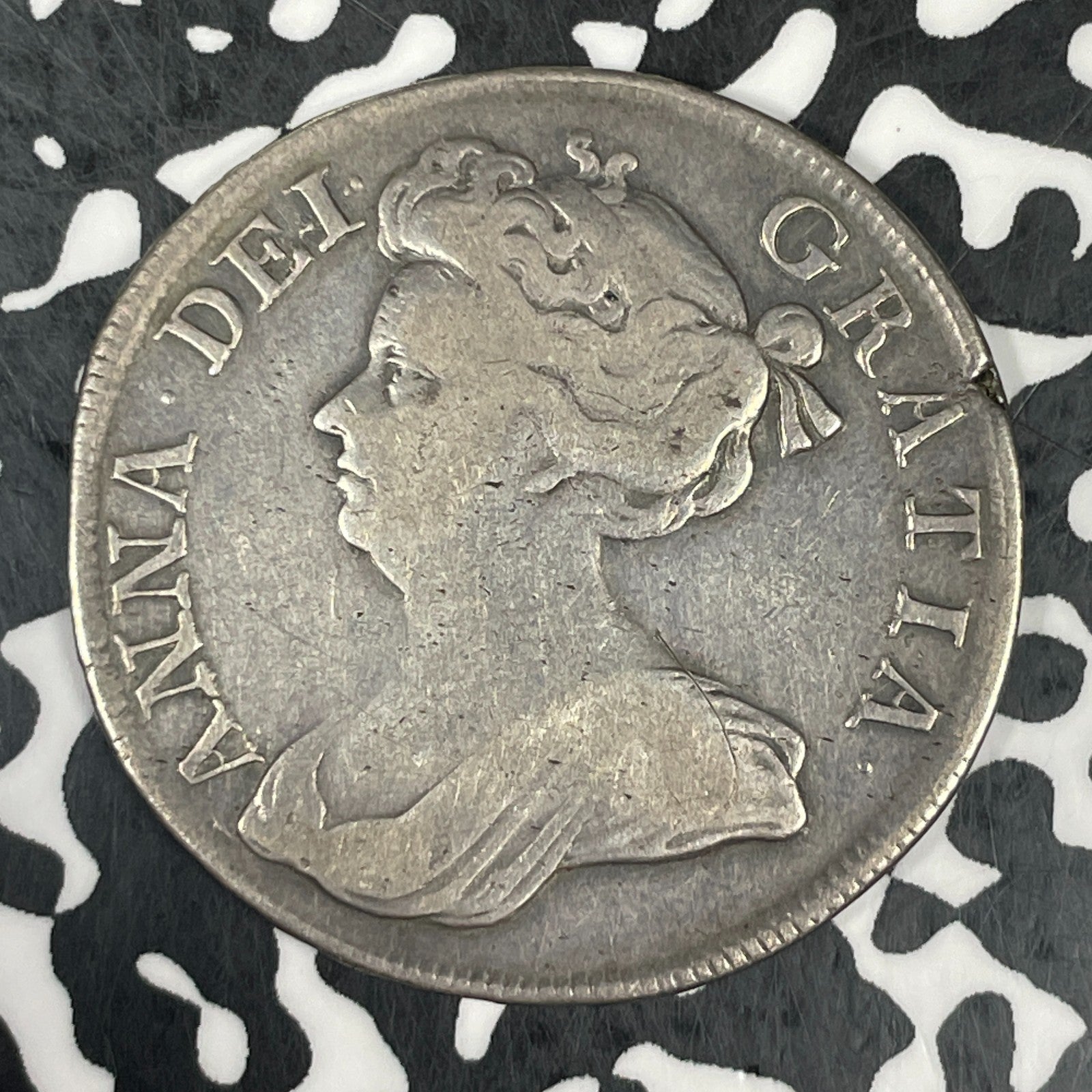 1713 Great Britian Queen Anne 1/2 Crown Lot#JM0447 Silver! KM#525.4