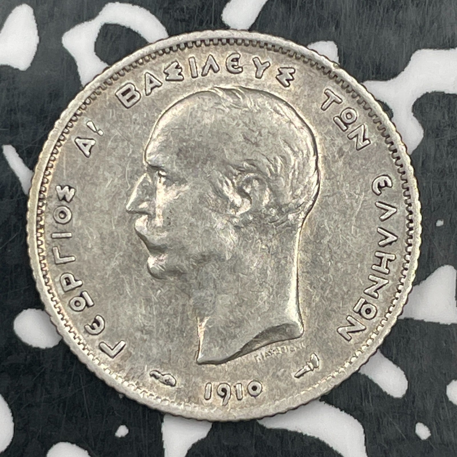 1910 Greece 1 Drachma Lot#F9106 Silver!