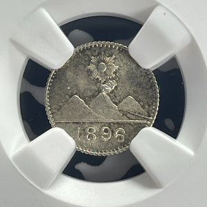1896 Guatemala 1/4 Real NGC MS66 Lot#G825 Silver! Gem BU! Wreath Reverse