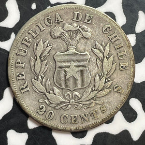 1873 Chile 20 Centavos Lot#T1257 Silver!