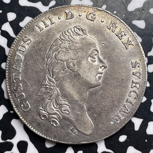 1776-OL Sweden 1 Riksdaler Lot#JM8531 Large Silver! Nice!