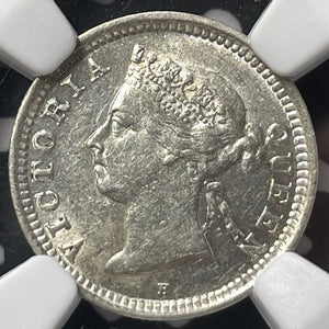 1897-H Straits Settlements 5 Cents NGC AU58 Lot#G7219 Silver!