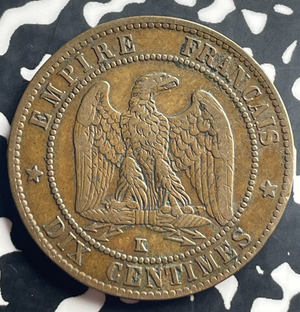 1863-K France 10 Centimes Lot#T8994 Nice!
