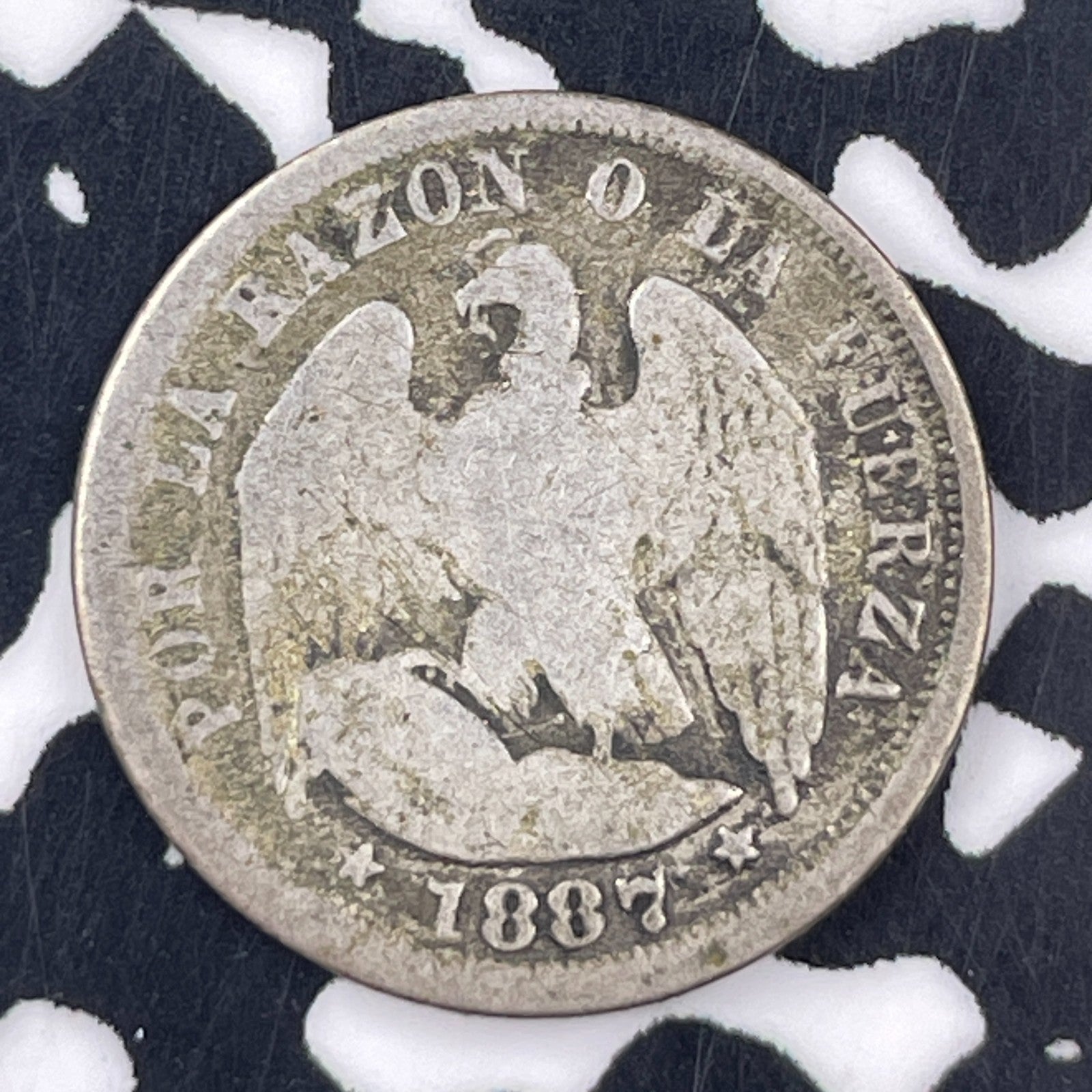 1887 Chile 1/2 Decimo Half Decimo Lot#F1899 Silver!