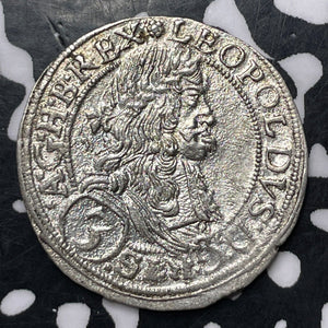 1669 Austria 3 Kreuzer Lot#JM8478 Silver! High Grade! Beautiful!