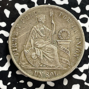 1874-YJ Peru 1 Sol Lot#JM0222 Large Silver! Nice!