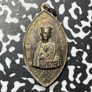 U/D Germany St. Barbara & St. Mary Religious Medal Lot#JM7706 Silver! 41x22mm