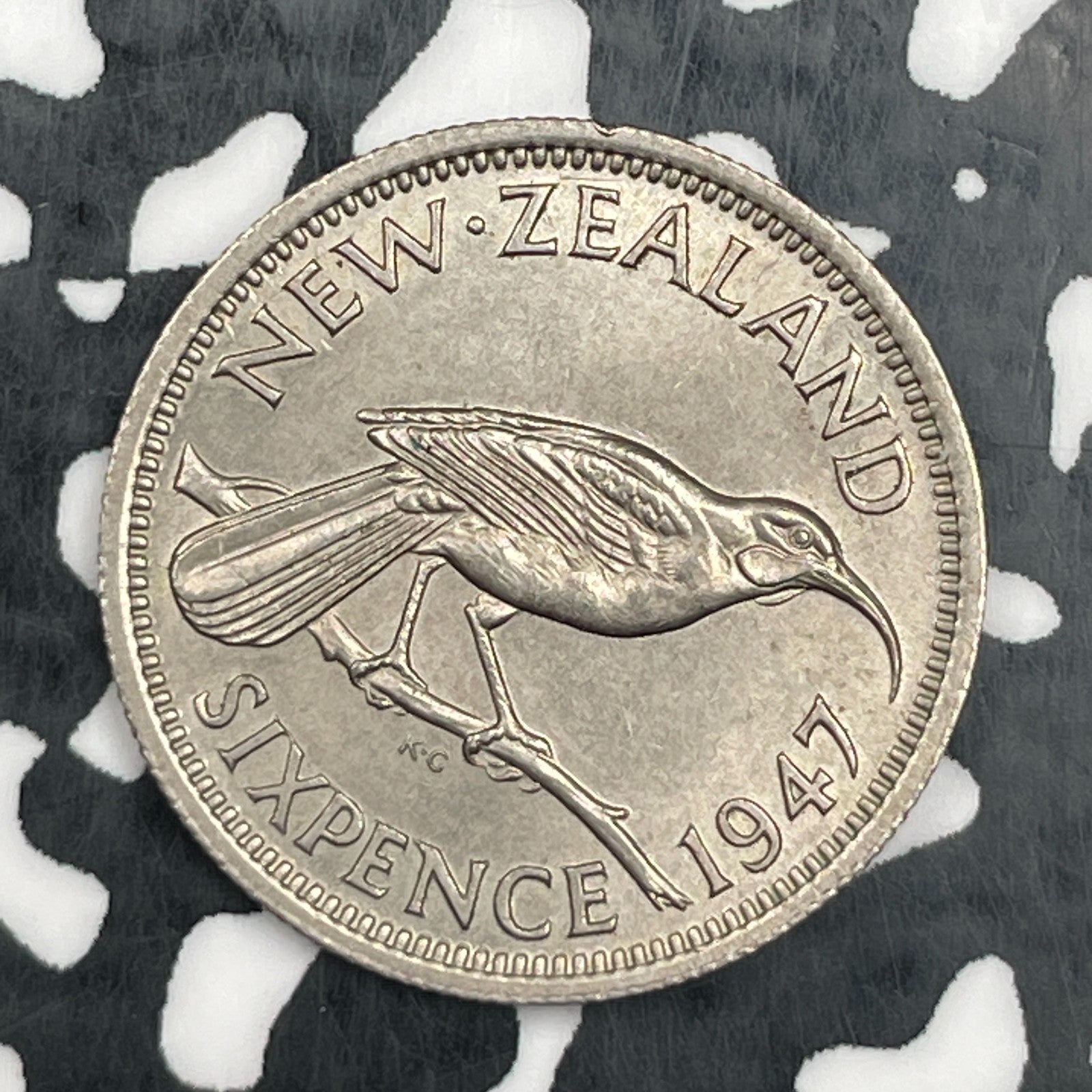1947 New Zealand 6 Pence Sixpence Lot#N2940 High Grade! Beautiful!