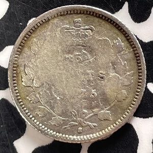 1875-H Canada 5 Cents Lot#T4847 Silver! Key Date! Damage