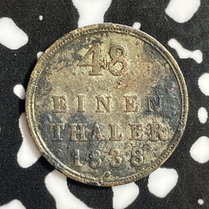 1838 Germany Mecklenburg-Strelitz 1/48 Thaler Lot#E3079 Silver! Scarce!